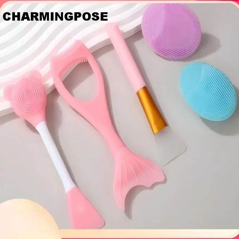 5pcs Dual-Ended Silicone Face Mask Brush Applicator