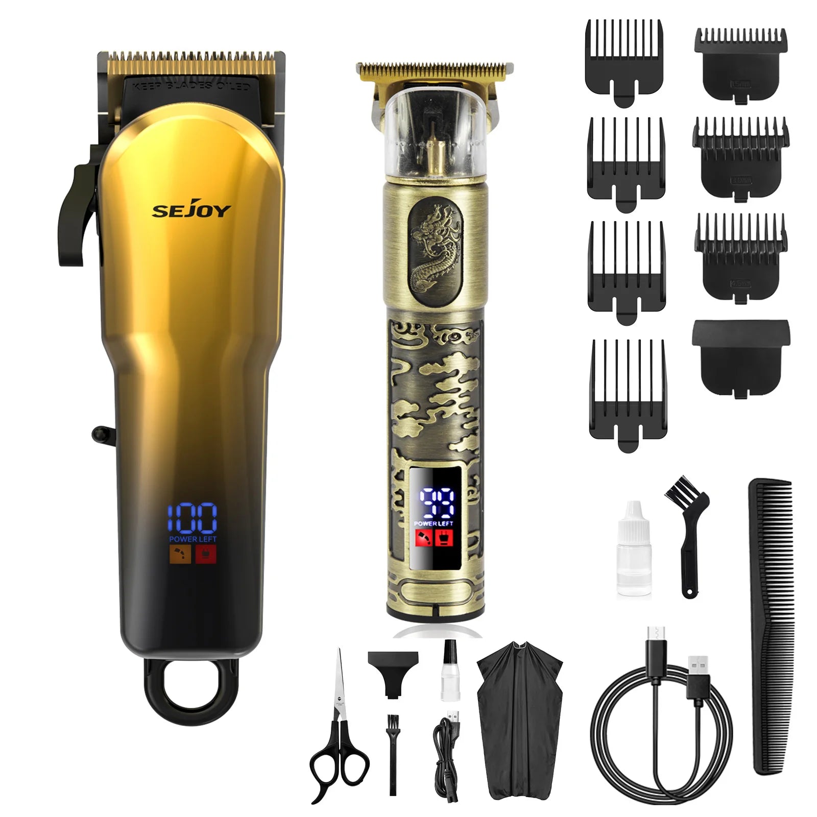 Rechargeable Hair Clippers and Trimmers Set Professional