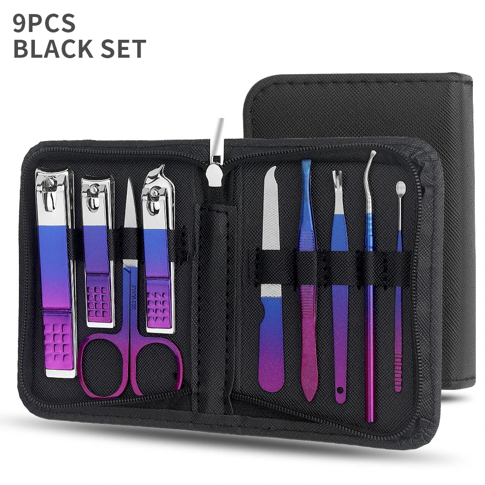 9/18-Piece Gradient Nail Clipper & Cuticle Kit – Portable Mani-Pedi Set