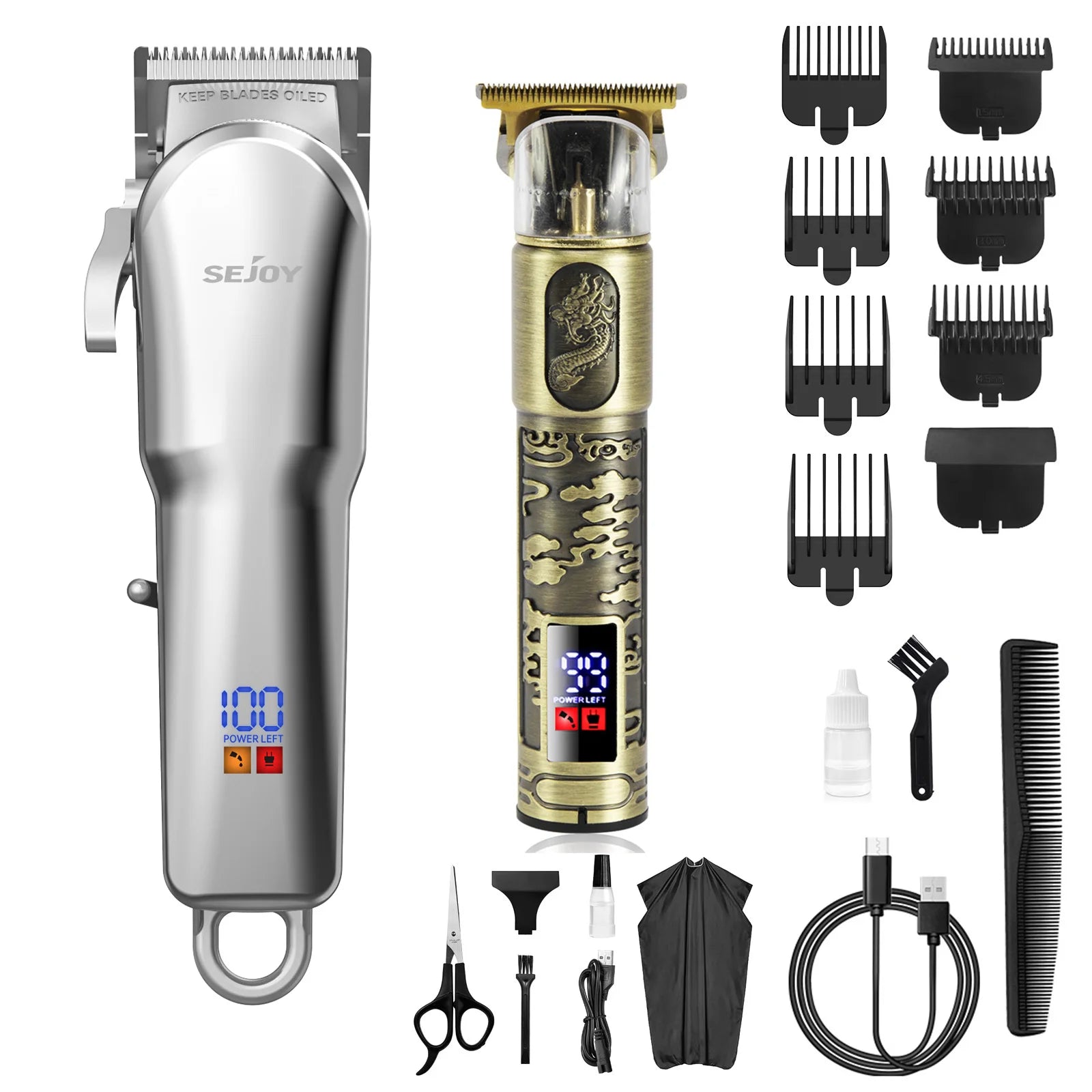 Rechargeable Hair Clippers and Trimmers Set Professional