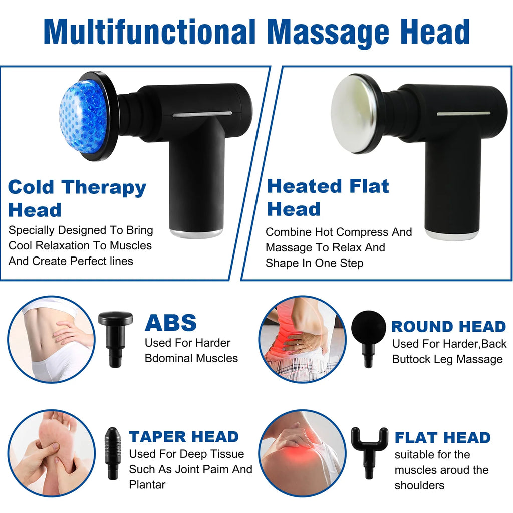 Hot & Cold Massage Gun – 6 Heads, 6 Speeds, Deep Muscle Relief