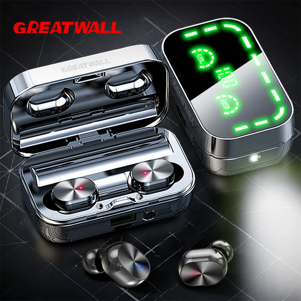 Digital Display Gaming Headphones With LED flashlight