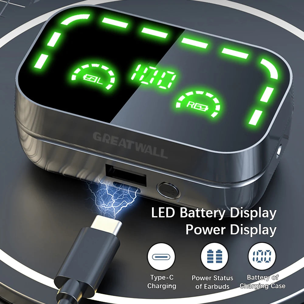 Digital Display Gaming Headphones With LED flashlight
