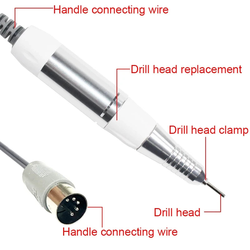 5-Pin Electric Nail Drill Handpiece – Pedicure & Manicure Replacement Tool