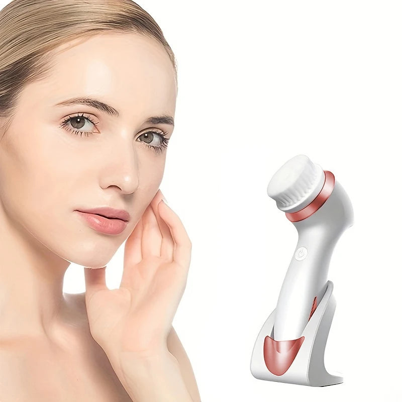 Rechargeable Electric Facial Cleansing Brush 3 in 1 with 3 Brush Heads