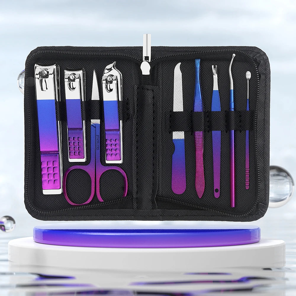 9/18-Piece Gradient Nail Clipper & Cuticle Kit – Portable Mani-Pedi Set