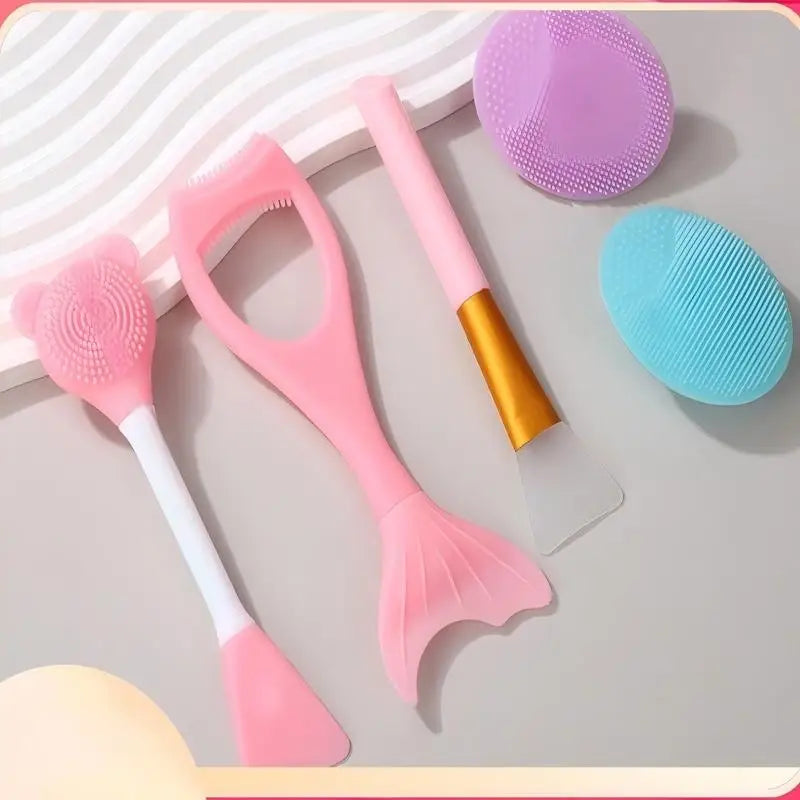 5pcs Dual-Ended Silicone Face Mask Brush Applicator