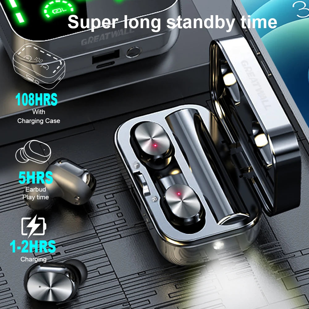 Digital Display Gaming Headphones With LED flashlight