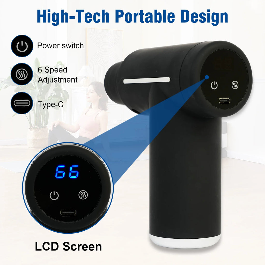 Hot & Cold Massage Gun – 6 Heads, 6 Speeds, Deep Muscle Relief